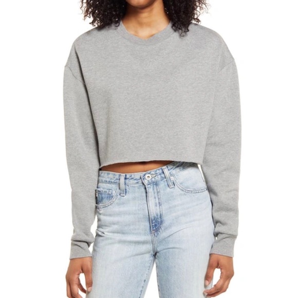 Socialite Crop Gray Sweatshirt - Picture 1 of 8